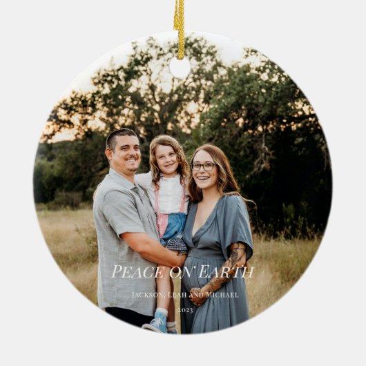 Peace on Earth Glas in lood Dove Christmas Design Keramisch Ornament (Achterkant)