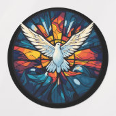 Peace on Earth Glas in lood Dove Christmas Design Labels (Design 1)