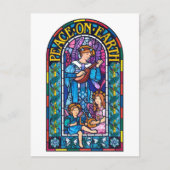 Peace on Earth glas-in-loodramen Kerstfeest briefk Feestdagenkaart (Voorkant)