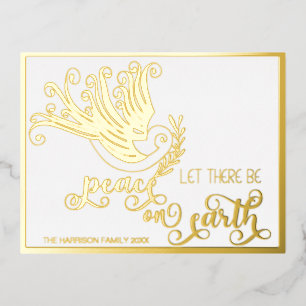 'Peace on Earth Gold Dove' kerstmis Folie Feestdagen Briefkaart
