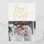 Peace on Earth Gold Script-foto Folie Feestdagenkaart (Voorkant)