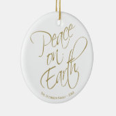 Peace on Earth Gold Script Kerstfoto Keramisch Ornament (Rechts)