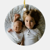 Peace on Earth Gold Script Kerstfoto Keramisch Ornament (Achterkant)