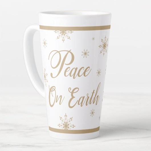 Peace on Earth Gold Stars Christmas Latte Mok (Linkerhoek)
