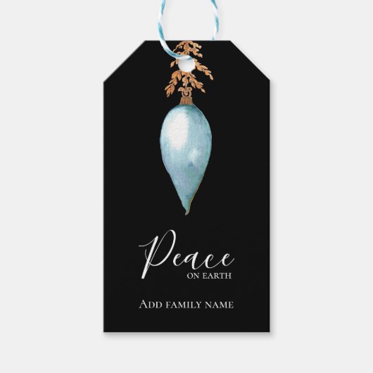 Peace on Earth Hand Painted Blue Waterverf Custom Cadeaulabel (Voorkant)
