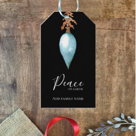 Peace on Earth Hand Painted Blue Waterverf Custom Cadeaulabel