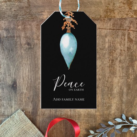 Peace on Earth Hand Painted Blue Waterverf Custom Cadeaulabel