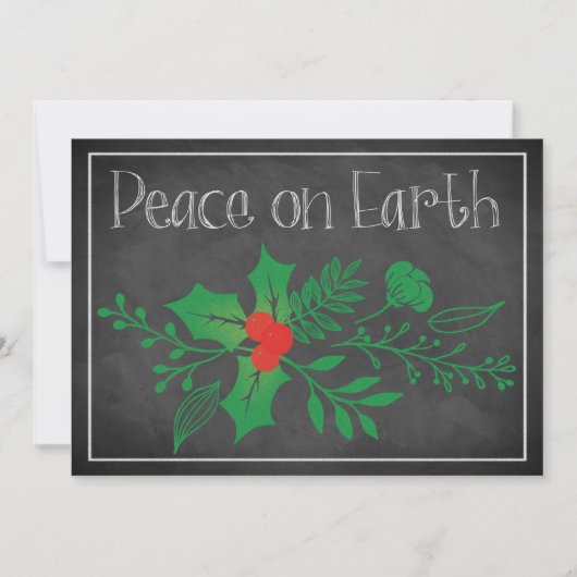 Peace on Earth Holiday Card | Faux-alkboard Feestdagenkaart (Voorkant)