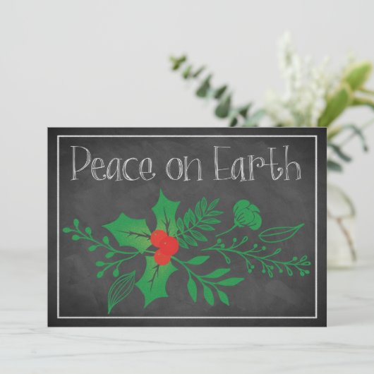 Peace on Earth Holiday Card | Faux-alkboard Feestdagenkaart (Staand voorkant)