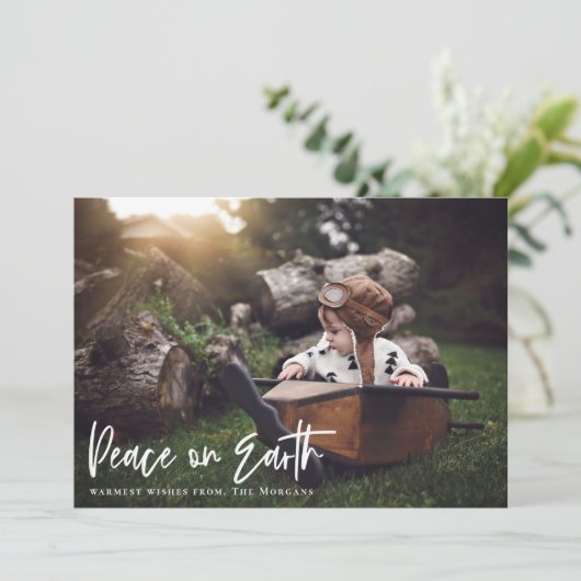 Peace on Earth Holiday-fotokaart Feestdagenkaart (Staand voorkant)