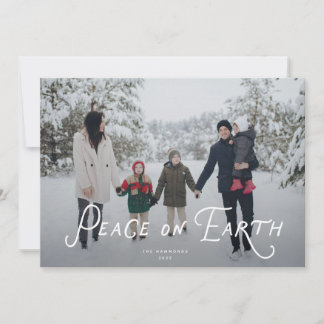Peace on Earth Holiday Photo Card Feestdagenkaart