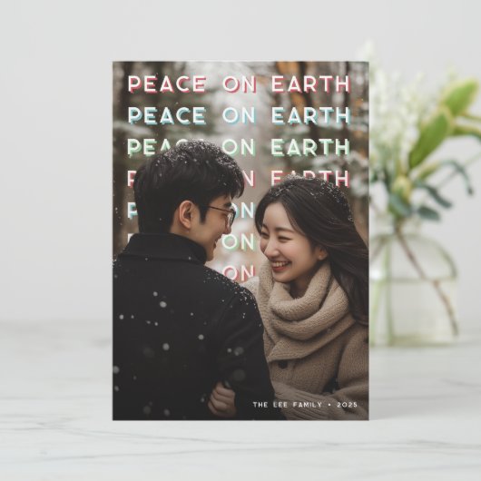 Peace on Earth Holiday Photo Card Feestdagenkaart (Staand voorkant)