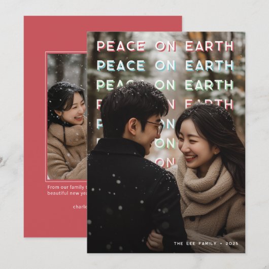 Peace on Earth Holiday Photo Card Feestdagenkaart (Voorkant / Achterkant)