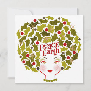 Peace on Earth Holly Holiday Card Feestdagenkaart