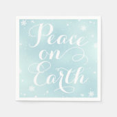 Peace on Earth Ice Blue Kalligrafie Script Vakanti Servet (Voorkant)