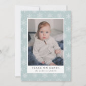 Peace on Earth Ice Blue Sneeuwvlok 3 Foto Feestdagenkaart (Voorkant)