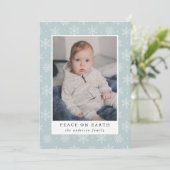 Peace on Earth Ice Blue Sneeuwvlok 3 Foto Feestdagenkaart (Staand voorkant)