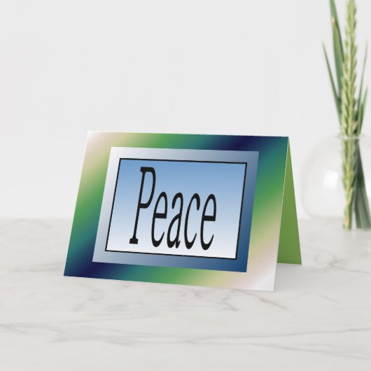 Peace on Earth Kerst Kaart op Zacht Blauw/Groen (Voorkant)