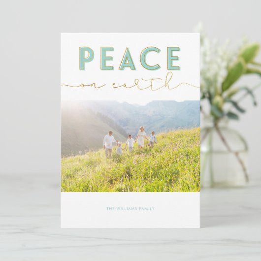 Peace on Earth Kerstfeestdag fotokaart Feestdagenkaart (Staand voorkant)