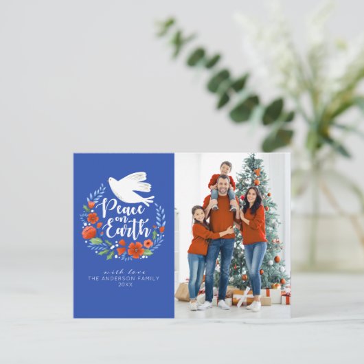 Peace on Earth Kerstfoto Briefkaart (Staand voorkant)