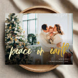 Peace on Earth - kerstfoto Folie Feestdagen Briefkaart<br><div class="desc">Vrolijk kerstfeest.</div>