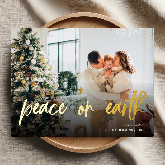 Peace on Earth - kerstfoto Folie Feestdagen Briefkaart