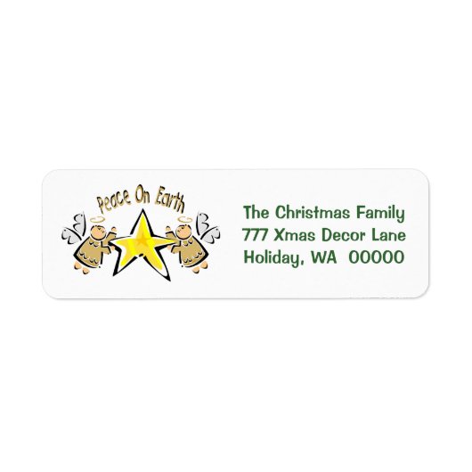 Peace on Earth kerstkaarten Mail Label Sticker (Voorkant)