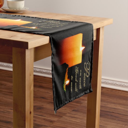 Peace on Earth-kerstkeuzerondje Korte Tafelloper (Voorbeeld)