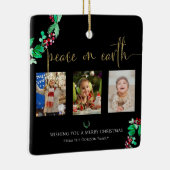 Peace on Earth Kerstmis 3 Fotogrote Waterverf Keramisch Ornament (Rechts)