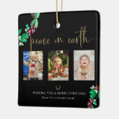 Peace on Earth Kerstmis 3 Fotogrote Waterverf Keramisch Ornament (Links)