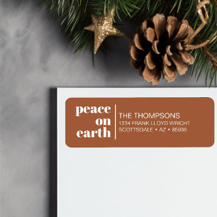 Peace on Earth Kerstmis Minimalistisch retouradres Etiket