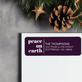 Peace on Earth Kerstmis Minimalistisch retouradres Etiket