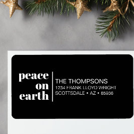 Peace on Earth Kerstmis Minimalistisch retouradres Etiket