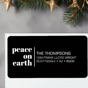 Peace on Earth Kerstmis Minimalistisch retouradres Etiket