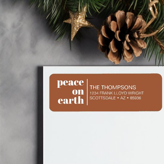 Peace on Earth Kerstmis Minimalistisch retouradres Etiket
