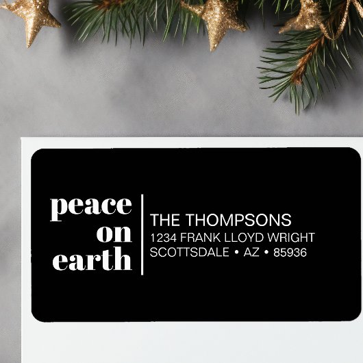 Peace on Earth Kerstmis Minimalistisch retouradres Etiket