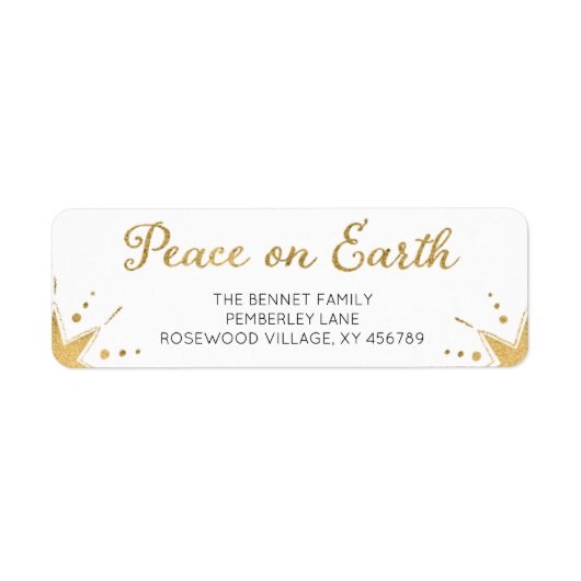 Peace on Earth Kerstmis Retouradres Etiket (Voorkant)