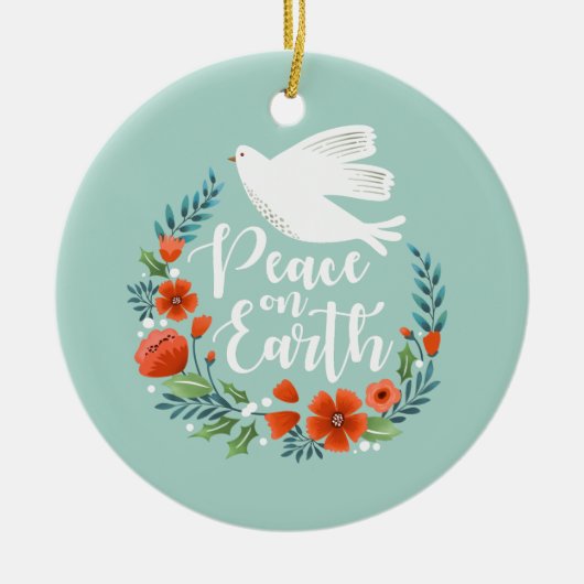 Peace on Earth-kerstscript Keramisch Ornament (Voorkant)