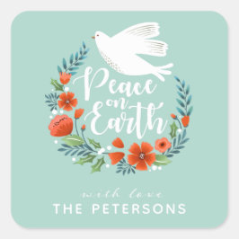 Peace on Earth-kerstscript Vierkante Sticker