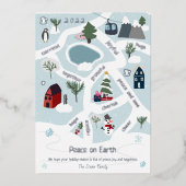 Peace on Earth map vertelt illustraties Folie Feestdagenkaart (Voorkant)
