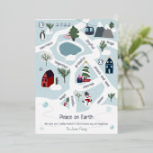 Peace on Earth map vertelt illustraties Folie Feestdagenkaart (Staand Voorkant)