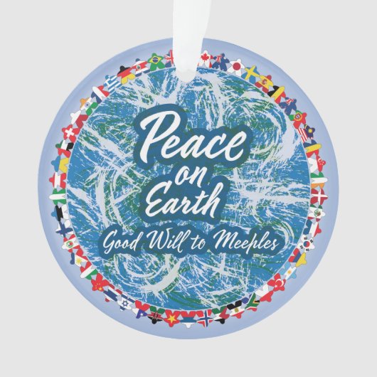 Peace on Earth Meeples Acryl Ornament (voorkant)