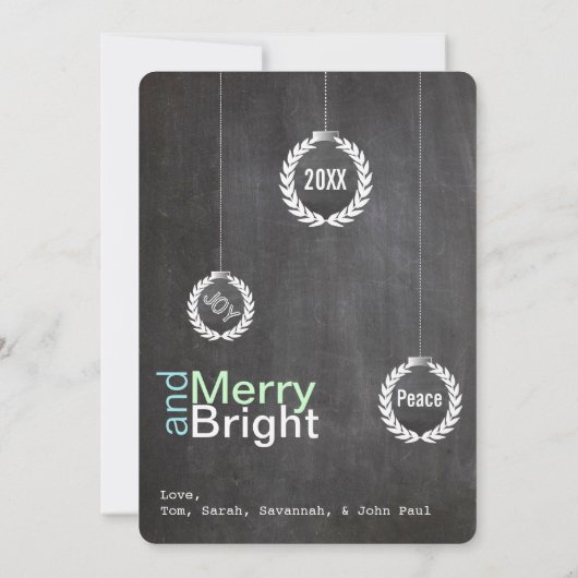 Peace on Earth Merry en Bright Family Photo Card Feestdagenkaart (Achterkant)