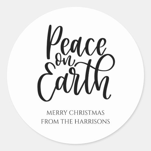 Peace on Earth Merry kersttypografie Ronde Sticker (Voorkant)