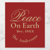 Peace On Earth Minimalist Faux Gold Script Wijn Etiket (Enkel label)
