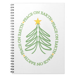 Peace on Earth Modern Holiday Tree and Quote Notitieboek