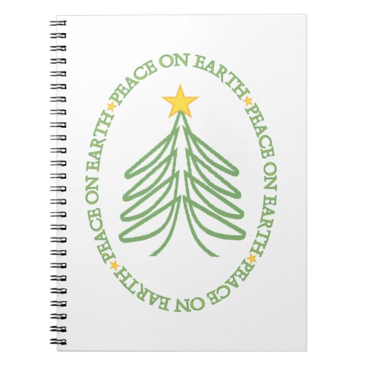 Peace on Earth Modern Holiday Tree and Quote Notitieboek (Voorkant)