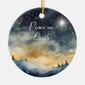 Peace on Earth Mountain Sky Star Naam van de famil Keramisch Ornament (Voorkant)