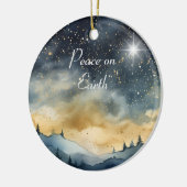 Peace on Earth Mountain Sky Star Naam van de famil Keramisch Ornament (Links)