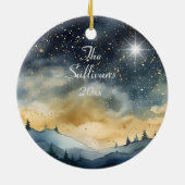 Peace on Earth Mountain Sky Star Naam van de famil Keramisch Ornament (Achterkant)